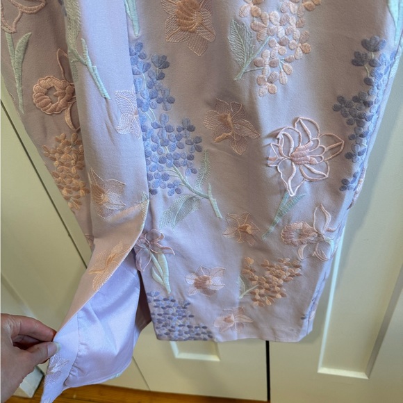 Lilac Embroidered Appliqué full crop top pencil dress - Picture 7 of 12